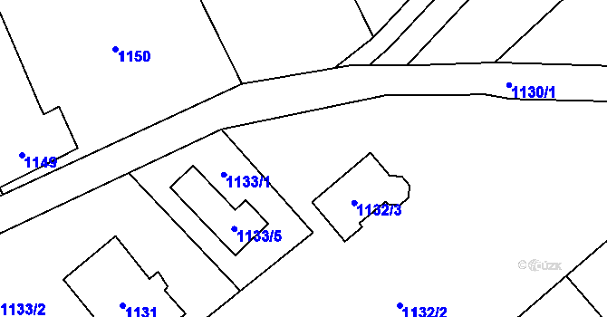 Parcela st. 1133/4 v KÚ Závišice, Katastrální mapa