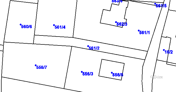 Parcela st. 561/2 v KÚ Závišice, Katastrální mapa