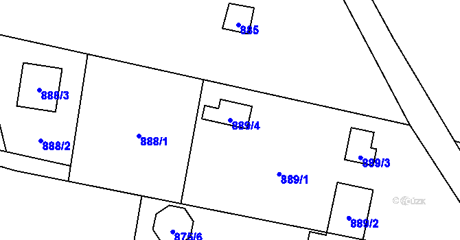 Parcela st. 889/4 v KÚ Závišice, Katastrální mapa