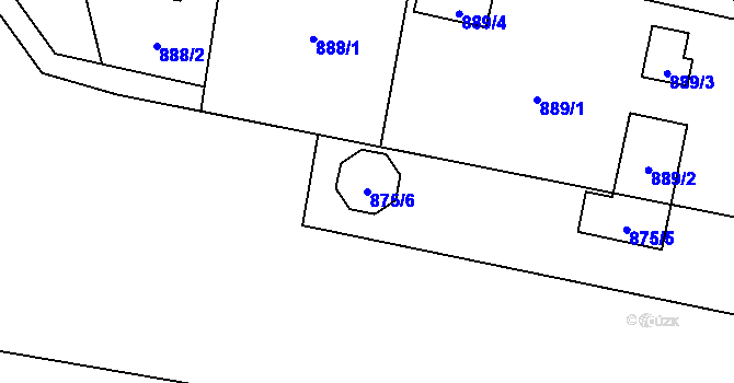Parcela st. 875/6 v KÚ Závišice, Katastrální mapa