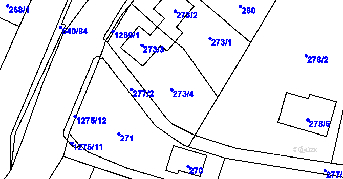 Parcela st. 273/4 v KÚ Závišice, Katastrální mapa