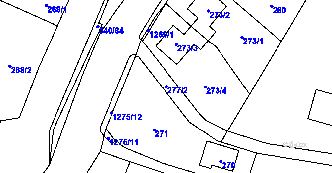 Parcela st. 277/2 v KÚ Závišice, Katastrální mapa