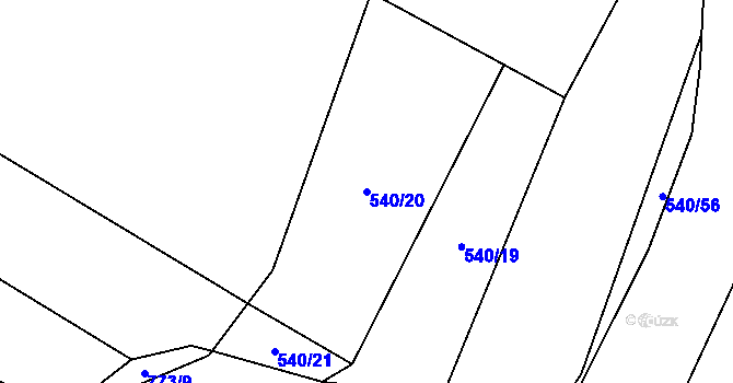 Parcela st. 540/20 v KÚ Závišice, Katastrální mapa