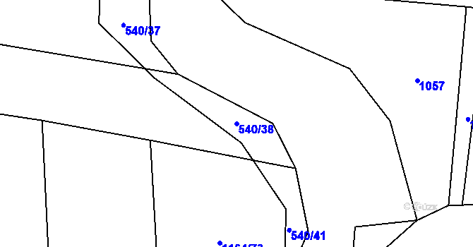 Parcela st. 540/38 v KÚ Závišice, Katastrální mapa