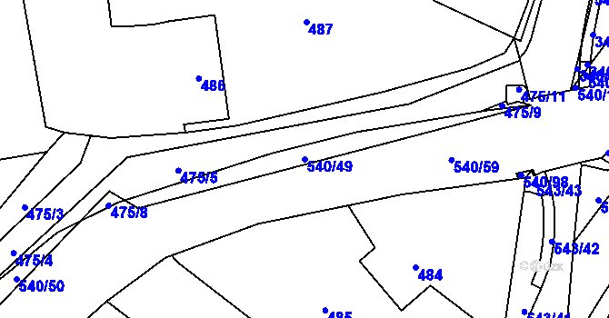 Parcela st. 540/49 v KÚ Závišice, Katastrální mapa