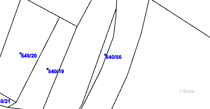 Parcela st. 540/56 v KÚ Závišice, Katastrální mapa