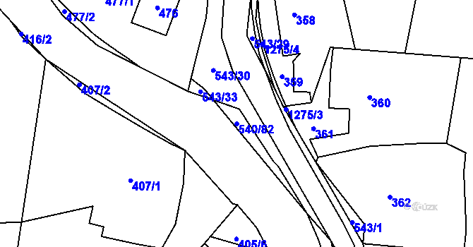 Parcela st. 540/82 v KÚ Závišice, Katastrální mapa