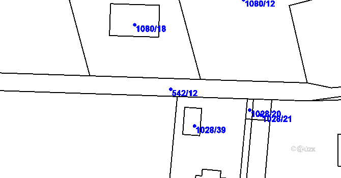 Parcela st. 542/12 v KÚ Závišice, Katastrální mapa