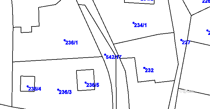 Parcela st. 542/17 v KÚ Závišice, Katastrální mapa