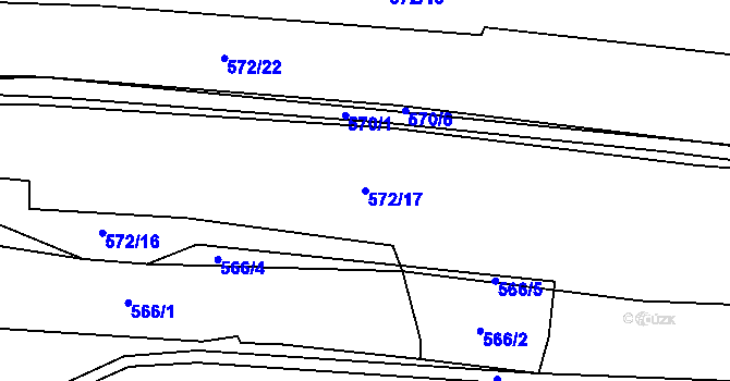 Parcela st. 572/17 v KÚ Závišice, Katastrální mapa