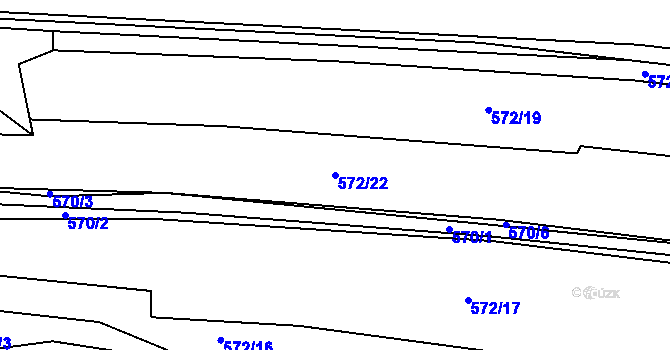 Parcela st. 572/22 v KÚ Závišice, Katastrální mapa