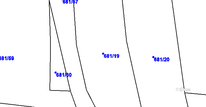 Parcela st. 681/19 v KÚ Závišice, Katastrální mapa