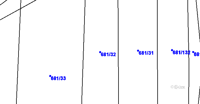 Parcela st. 681/32 v KÚ Závišice, Katastrální mapa