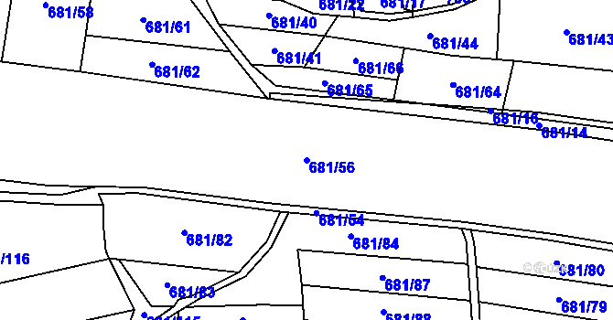 Parcela st. 681/56 v KÚ Závišice, Katastrální mapa