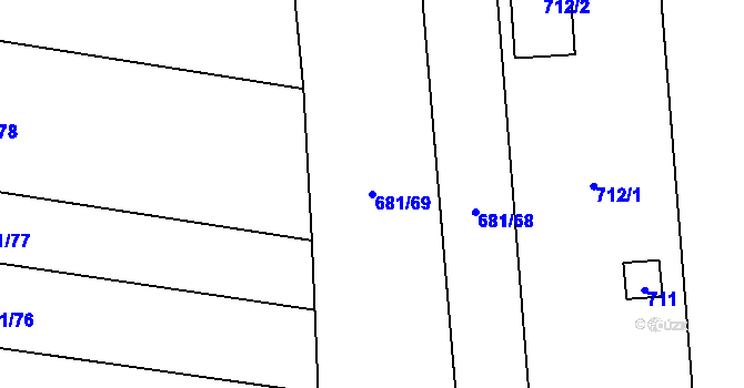 Parcela st. 681/69 v KÚ Závišice, Katastrální mapa