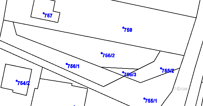 Parcela st. 756/2 v KÚ Závišice, Katastrální mapa
