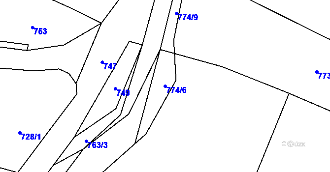Parcela st. 774/6 v KÚ Závišice, Katastrální mapa