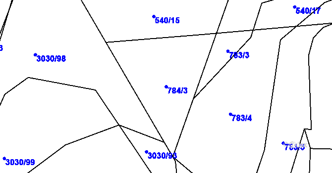 Parcela st. 784/3 v KÚ Závišice, Katastrální mapa