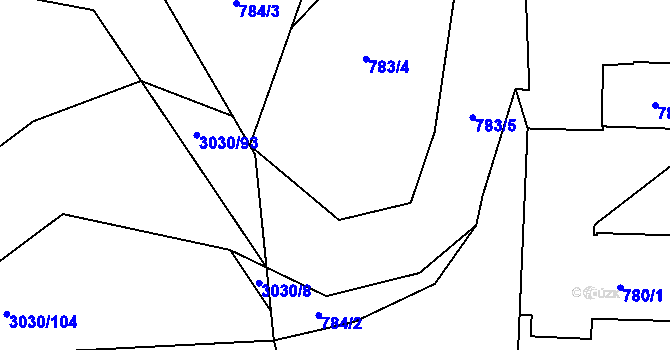 Parcela st. 784/4 v KÚ Závišice, Katastrální mapa