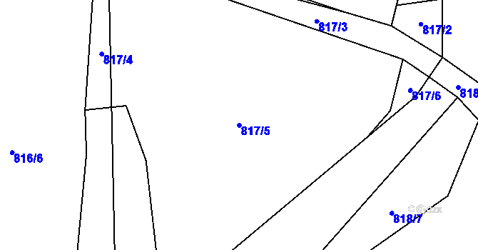 Parcela st. 817/5 v KÚ Závišice, Katastrální mapa