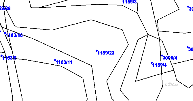 Parcela st. 1159/23 v KÚ Závišice, Katastrální mapa