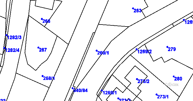 Parcela st. 269/1 v KÚ Závišice, Katastrální mapa