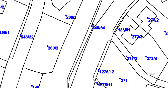 Parcela st. 269/2 v KÚ Závišice, Katastrální mapa