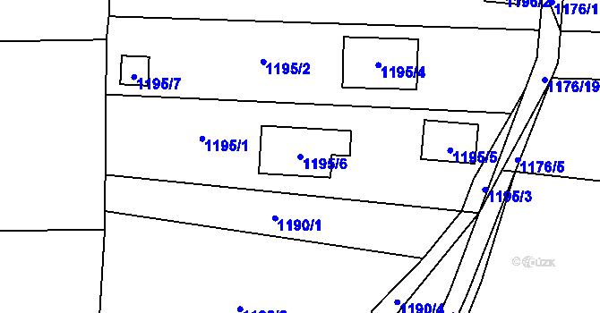 Parcela st. 1195/6 v KÚ Závišice, Katastrální mapa