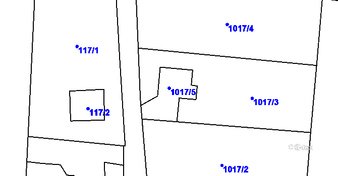 Parcela st. 1017/5 v KÚ Závišice, Katastrální mapa