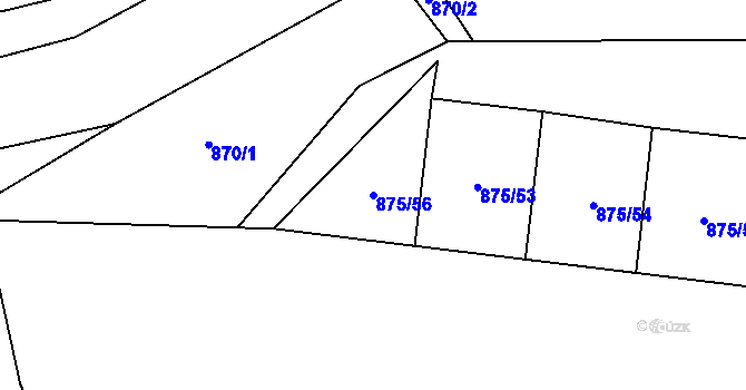 Parcela st. 875/56 v KÚ Závišice, Katastrální mapa