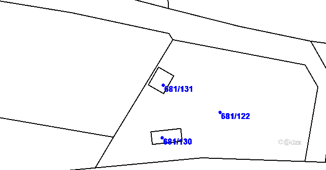 Parcela st. 681/131 v KÚ Závišice, Katastrální mapa