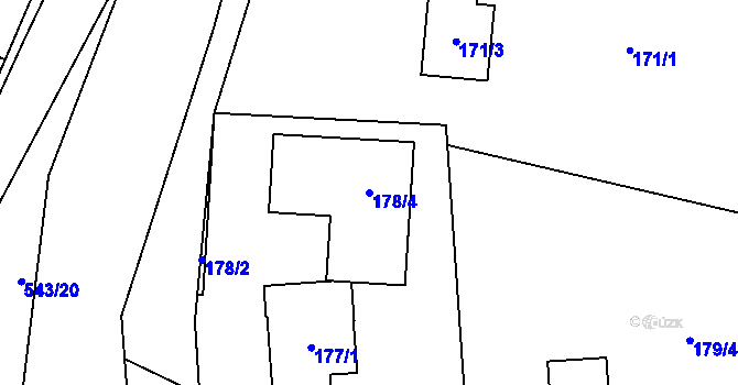 Parcela st. 178/4 v KÚ Závišice, Katastrální mapa