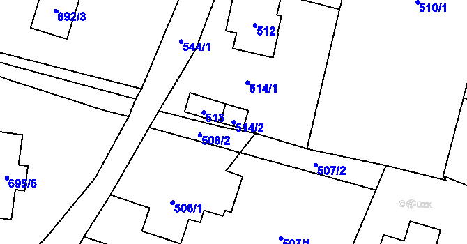Parcela st. 514/2 v KÚ Závišice, Katastrální mapa