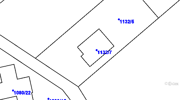 Parcela st. 1132/7 v KÚ Závišice, Katastrální mapa