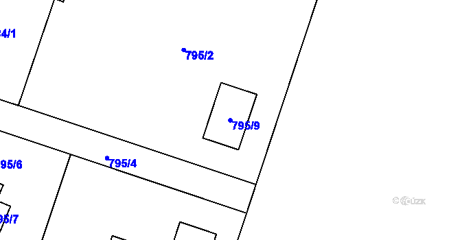 Parcela st. 795/9 v KÚ Závišice, Katastrální mapa