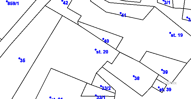 Parcela st. 20 v KÚ Plichtice, Katastrální mapa