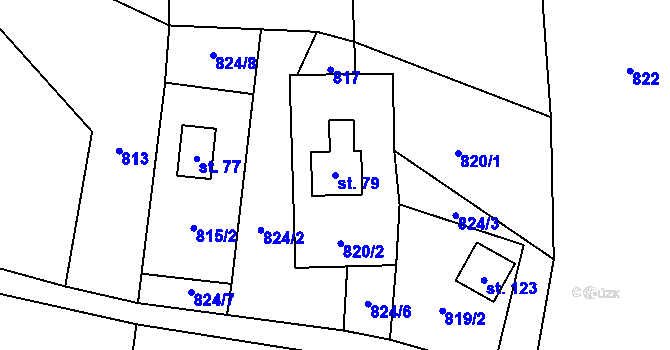 Parcela st. 79 v KÚ Plichtice, Katastrální mapa