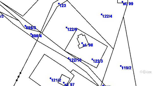Parcela st. 98 v KÚ Plichtice, Katastrální mapa