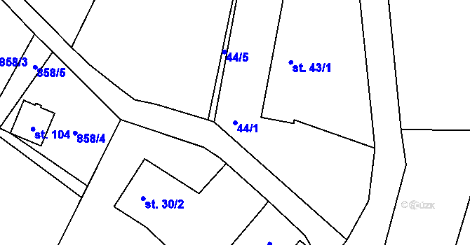 Parcela st. 44/1 v KÚ Plichtice, Katastrální mapa