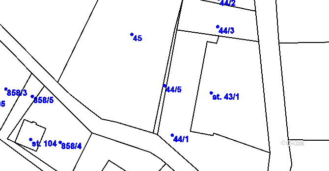 Parcela st. 44/5 v KÚ Plichtice, Katastrální mapa