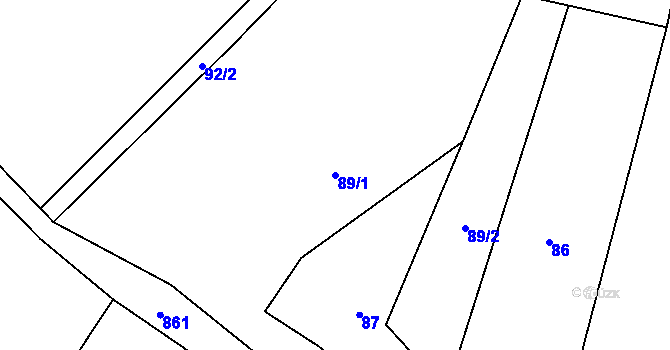 Parcela st. 89/1 v KÚ Plichtice, Katastrální mapa