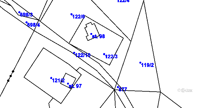 Parcela st. 122/3 v KÚ Plichtice, Katastrální mapa