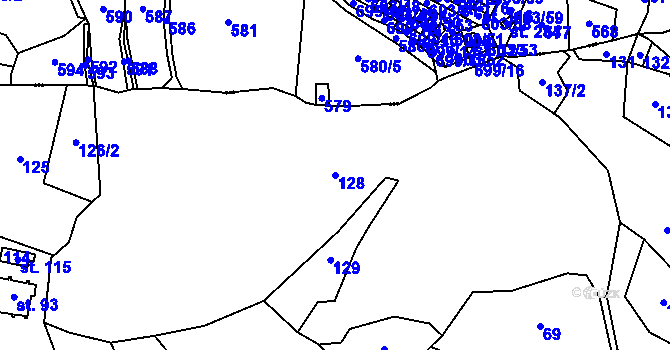 Parcela st. 128 v KÚ Plichtice, Katastrální mapa