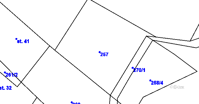 Parcela st. 257 v KÚ Plichtice, Katastrální mapa
