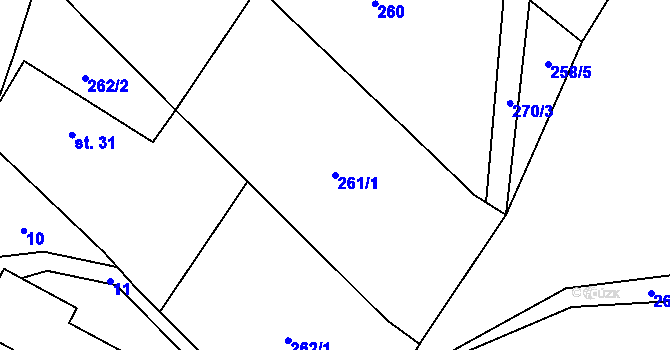 Parcela st. 261/1 v KÚ Plichtice, Katastrální mapa
