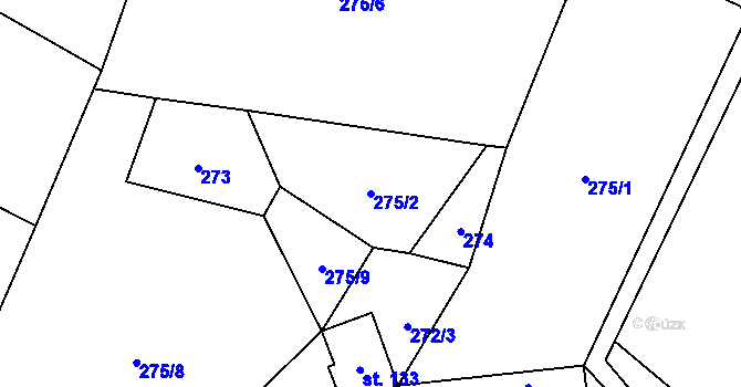 Parcela st. 275/2 v KÚ Plichtice, Katastrální mapa