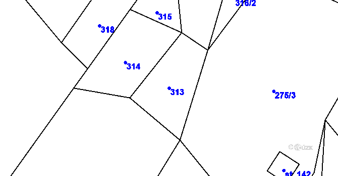 Parcela st. 313 v KÚ Plichtice, Katastrální mapa
