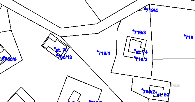 Parcela st. 719/1 v KÚ Plichtice, Katastrální mapa