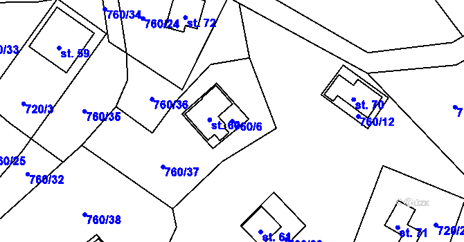 Parcela st. 760/6 v KÚ Plichtice, Katastrální mapa