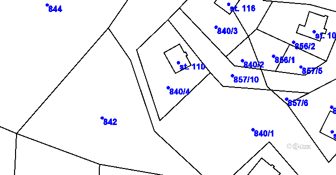 Parcela st. 840/4 v KÚ Plichtice, Katastrální mapa
